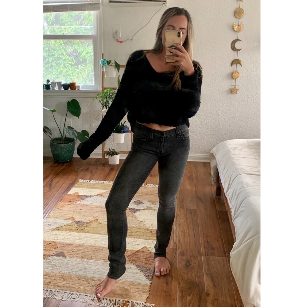 7 For All Mankind Roxanne Black Jeans Size 27 - Picture 3 of 9